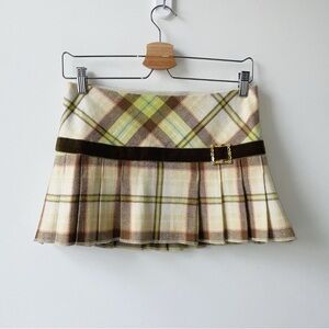 Abercrombie & Fitch Cream and Brown Plaid Mini Skirt